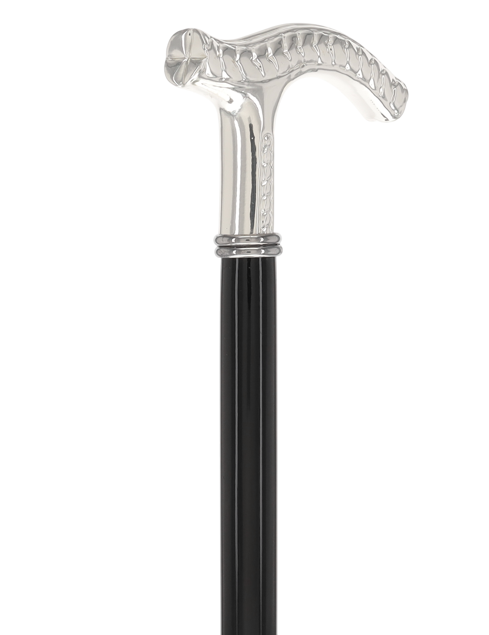Italian Luxury: Embossed Leaves Cane, Crafted in 925r Silver