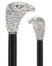 Italian Import:925 silver plating on the Falcon Head Walking Stick