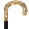 24K Gold Plated Ribbed Wheat Tourist Handle Walking Cane with Black Beechwood Shaft and Collar
