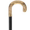 24K Gold Plated Ribbed Wheat Tourist Handle Walking Cane with Black Beechwood Shaft and Collar