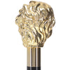 24K Gold Plated Lion Head Walking Stick With Black Beechwood Shaft and Collar