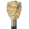 Scratch and Dent 24K Gold Plated Lion Head Walking Stick With Black Beechwood Shaft and Collar V2191