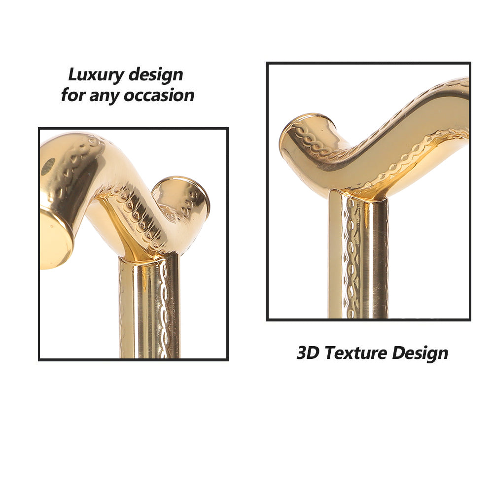 24K Gold Plated Fritz Braid Handle Walking Cane with Black Beechwood Shaft and Collar