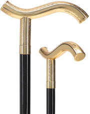 24K Gold Plated Fritz Braid Handle Walking Cane with Black Beechwood Shaft and Collar