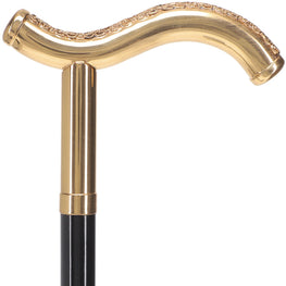 Scratch and Dent 24K Gold Plated Tranquil Fritz Walking Cane w/ Black Beechwood Shaft & Collar V1276