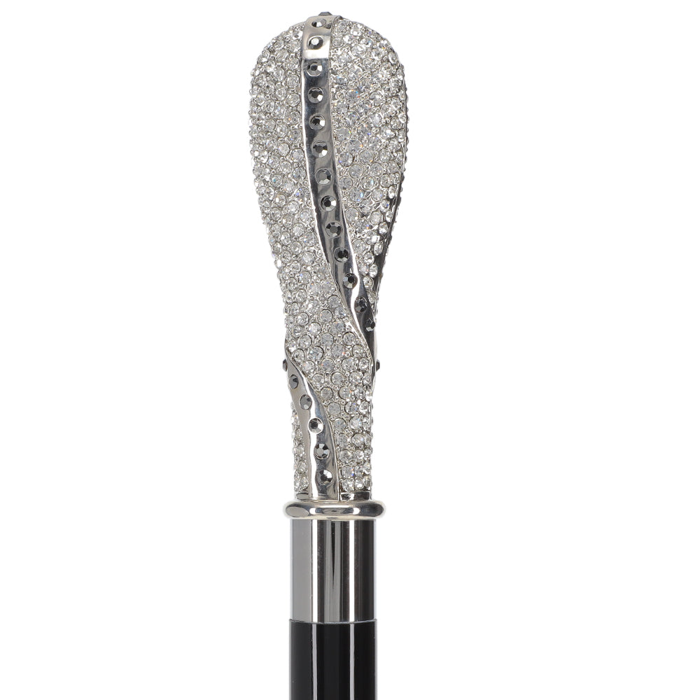 Opulent Italian: 925r Silver Cane w/ Extensive Swarovski Inlay