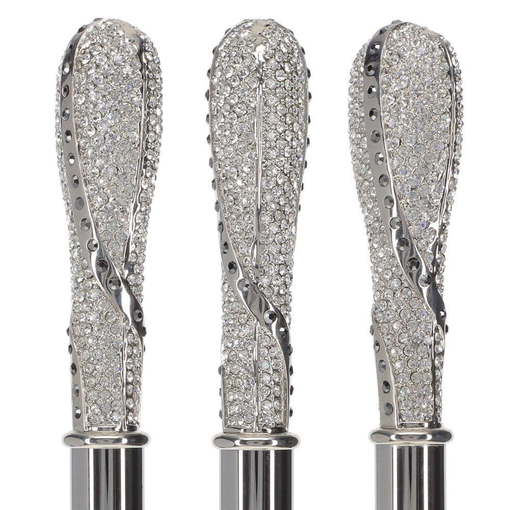 Opulent Italian: 925r Silver Cane w/ Extensive Swarovski Inlay