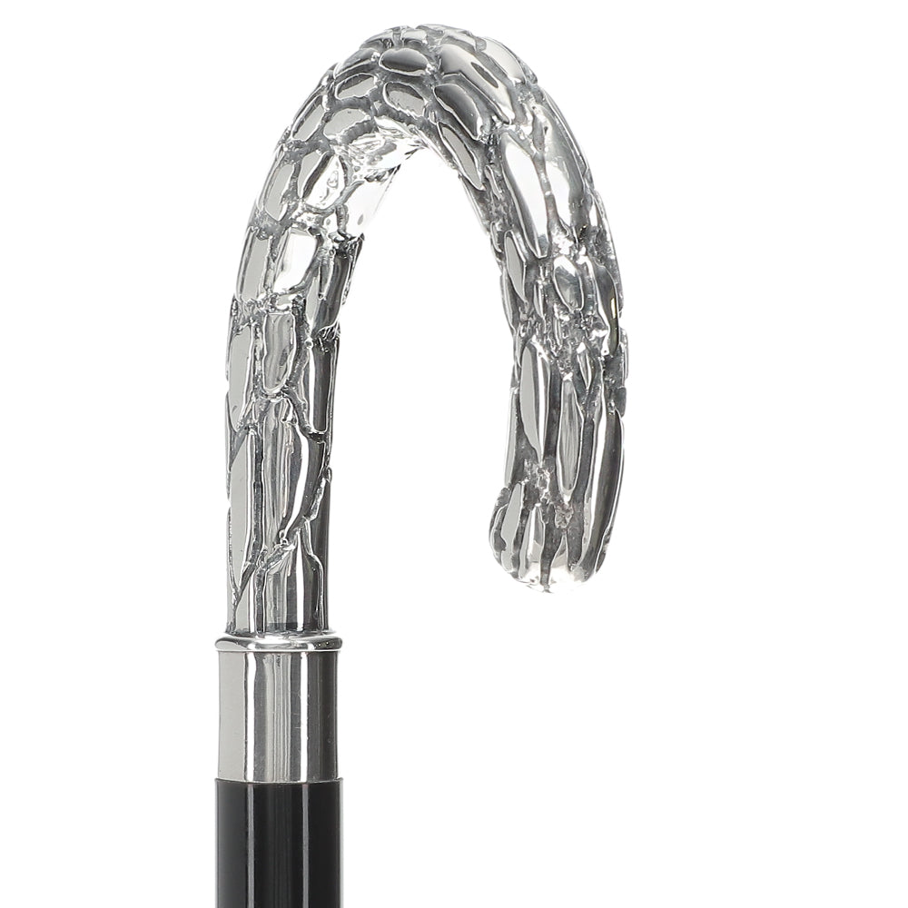 Italian Luxury: Embossed Tourist Cane, Crafted in 925r Silver