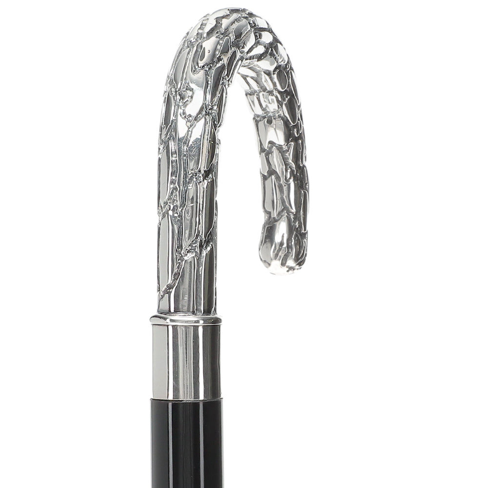 Italian Luxury: Embossed Tourist Cane, Crafted in 925r Silver