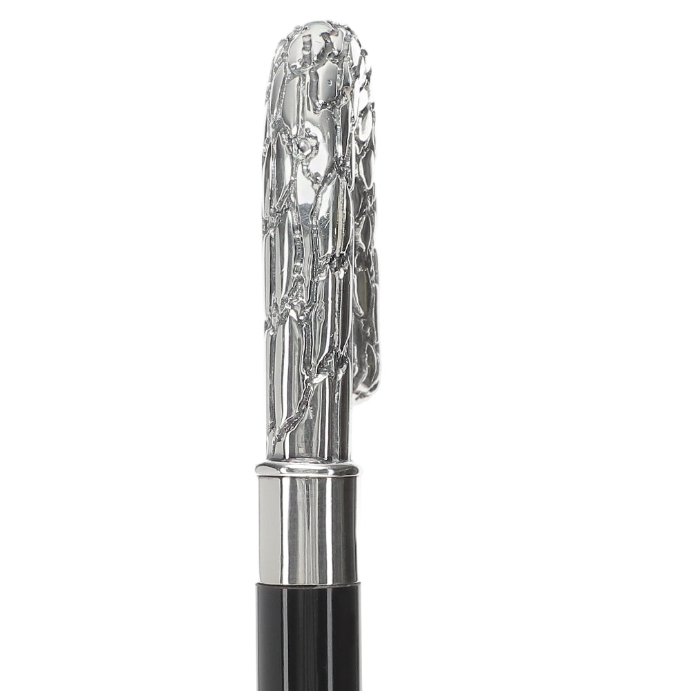 Italian Luxury: Embossed Tourist Cane, Crafted in 925r Silver