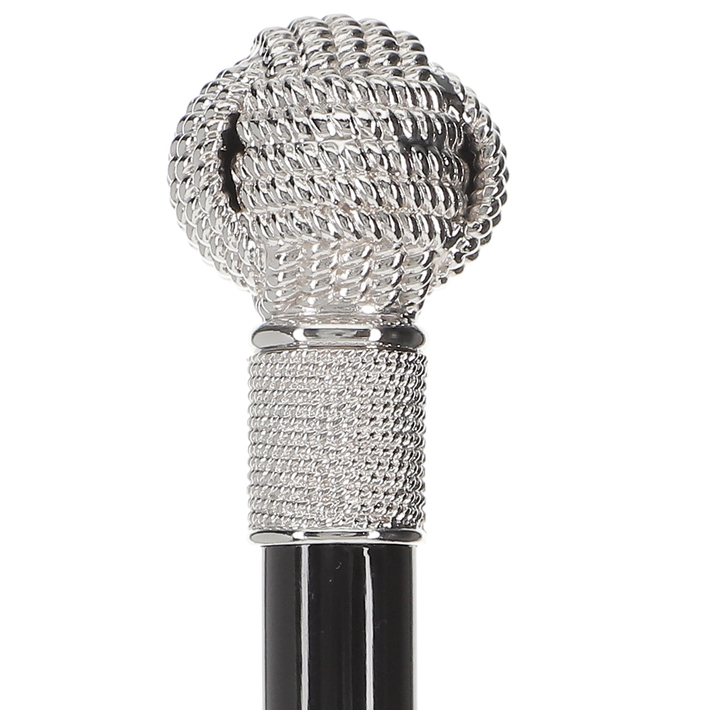 Italian Import - Sailor Monkey Fist Knot: 925r Silver Rope Cane