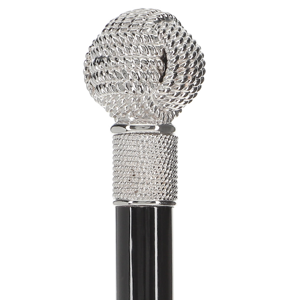 Italian Import - Sailor Monkey Fist Knot: 925r Silver Rope Cane