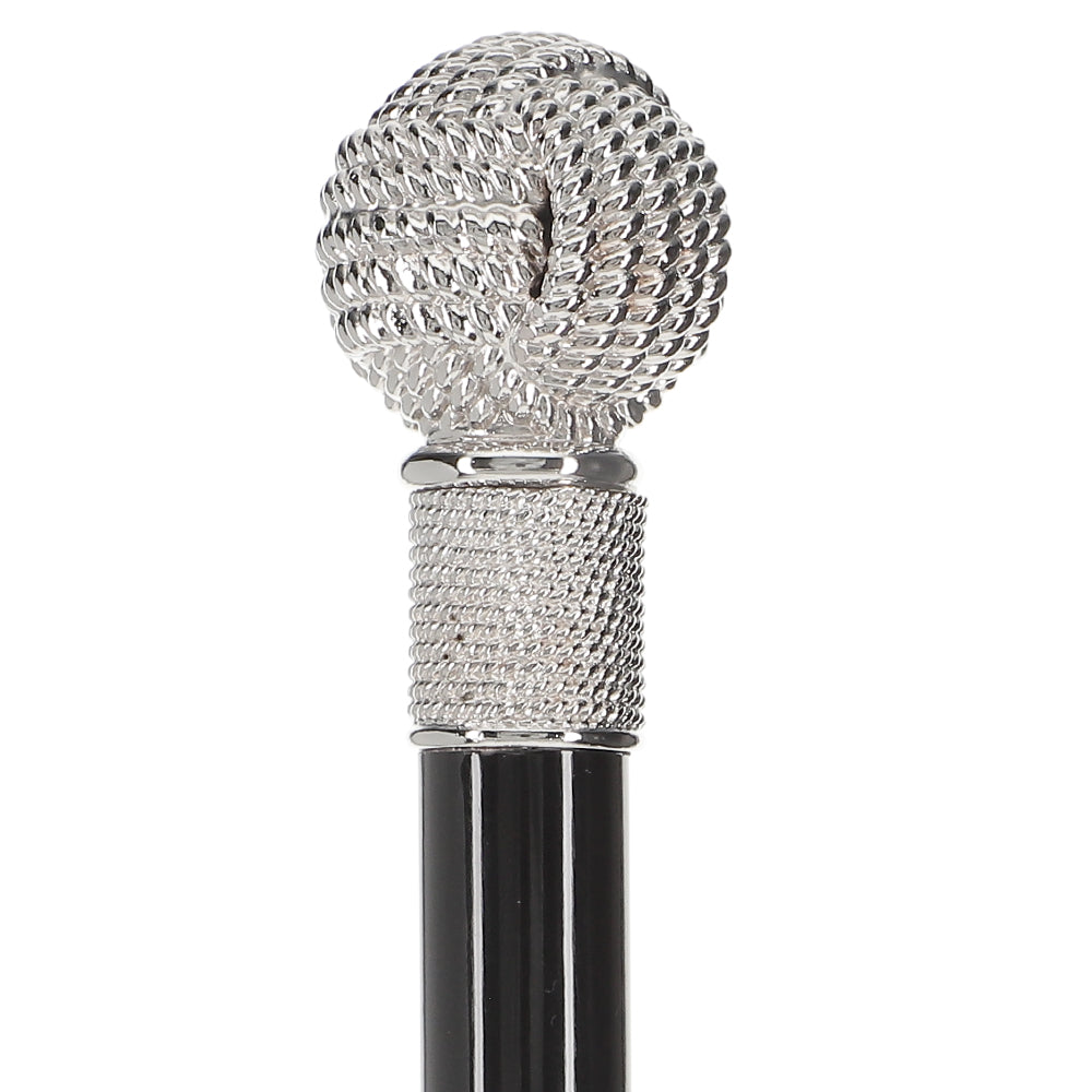 Italian Import - Sailor Monkey Fist Knot: 925r Silver Rope Cane