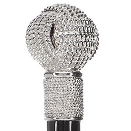 Italian Import - Sailor Money Fist Knot: 925r Silver Rope Cane