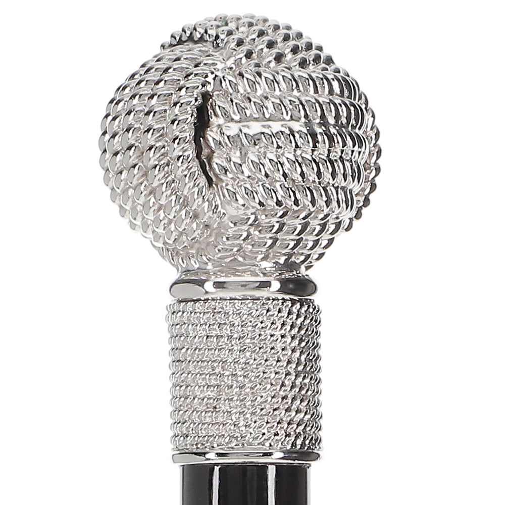 Italian Import - Sailor Monkey Fist Knot: 925r Silver Rope Cane
