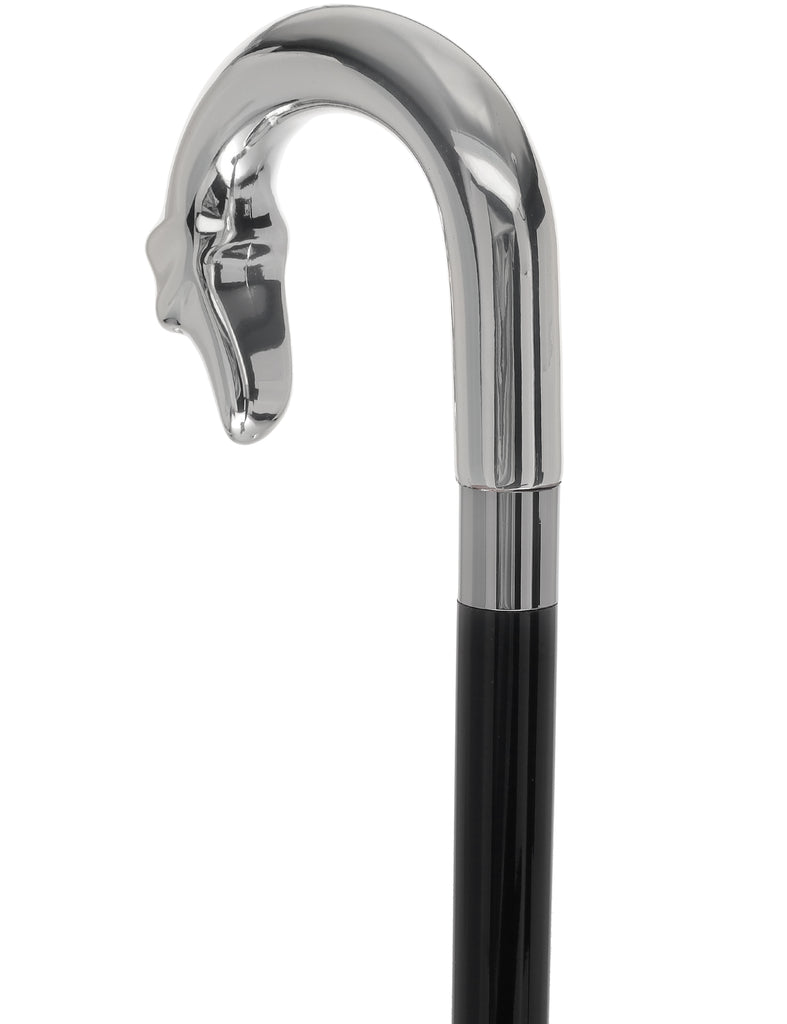 Silver 925r Duck Head Walking Cane with Black Beechwood Shaft