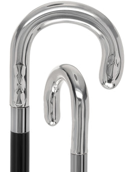 Italian Luxury Silver U Curve Handle Walking Stick Elegant Design