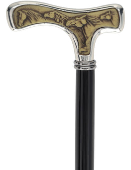 Italian Luxury Walking Stick in Silver with Intricate Horse Handle : Elegant Design