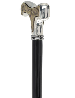 Italian Luxury Walking Stick in Silver with Intricate Horse Handle : Elegant Design