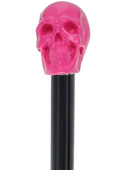 Pink Skull Walking Stick with Beech Wood Shaft