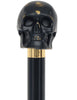 Black & Gold Skull Walking Stick with Beech wood shaft
