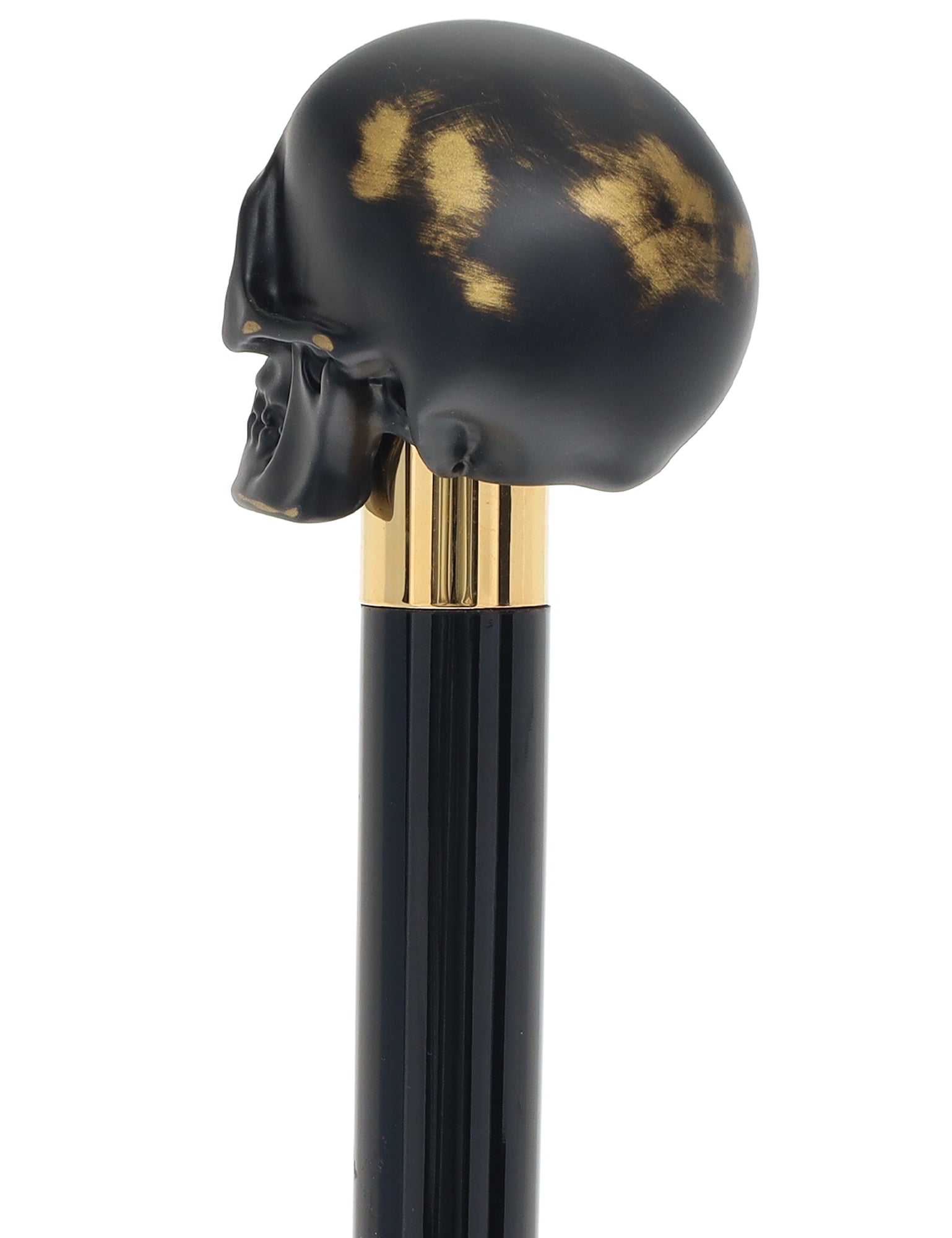 Black & Gold Skull Walking Stick with Beech wood shaft