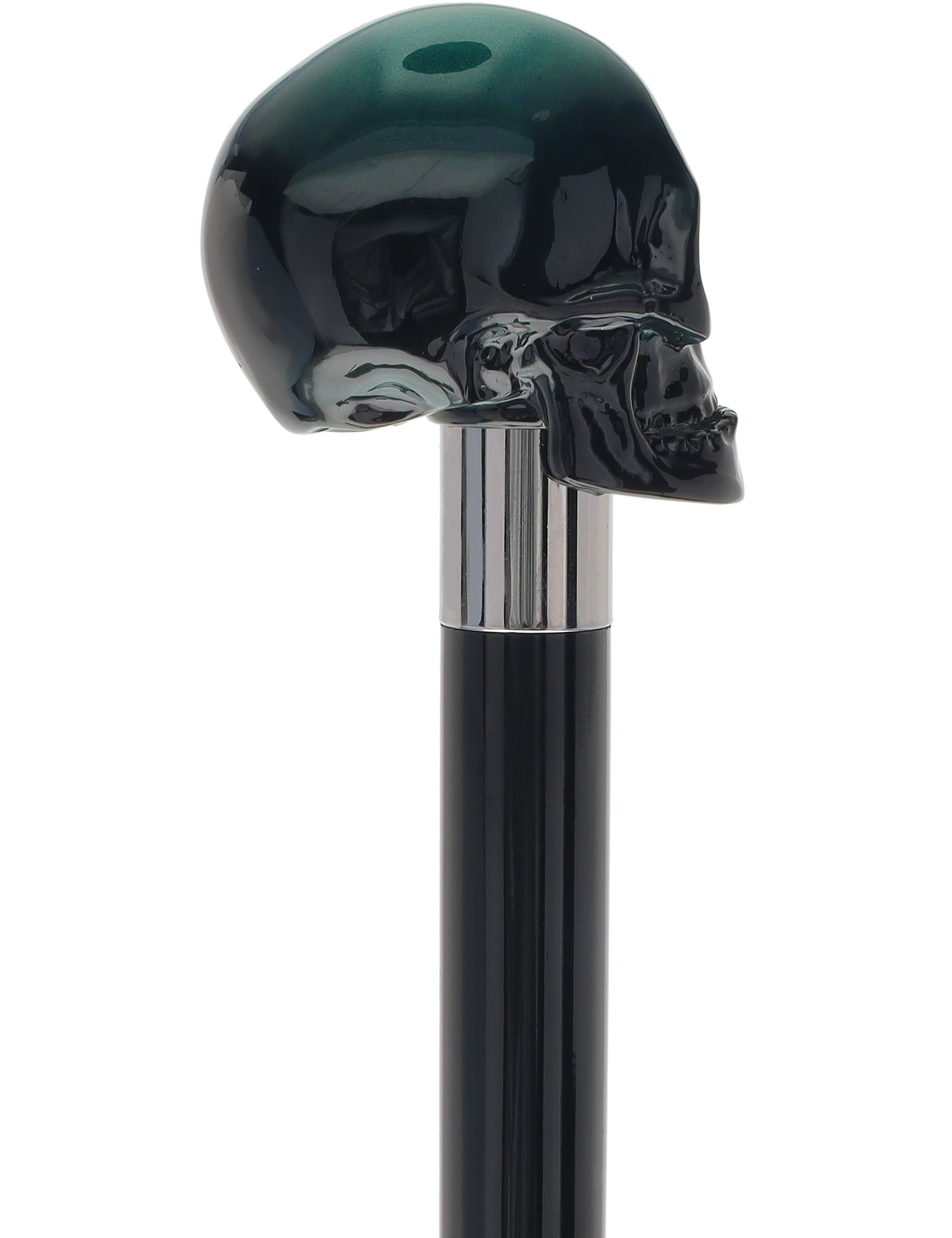 Mystic Emerald Skull Head Walking Stick with Beech wood shaft
