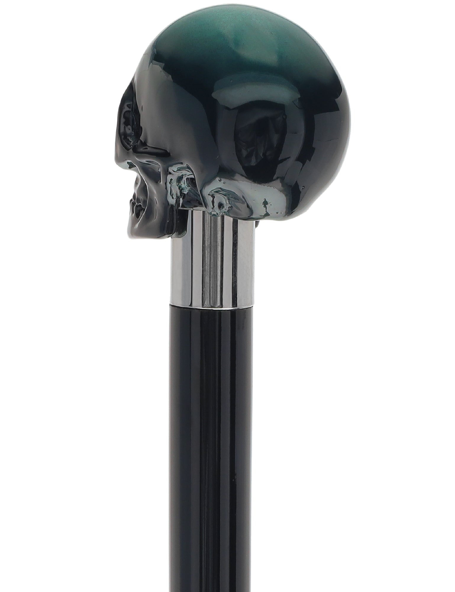 Mystic Emerald Skull Head Walking Stick with Beech wood shaft