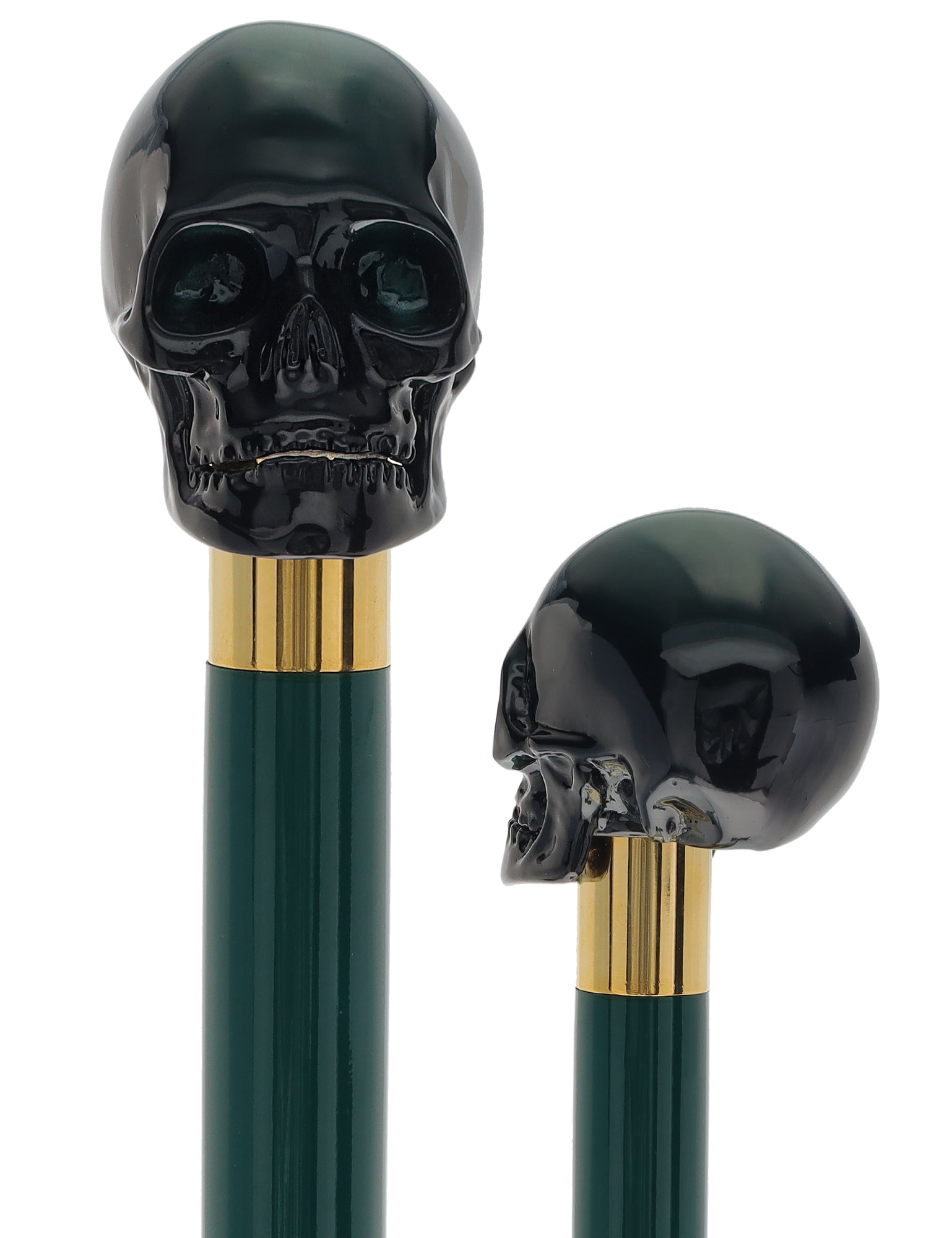 Shaded Green Skull Walking Stick with Green Beech wood shaft