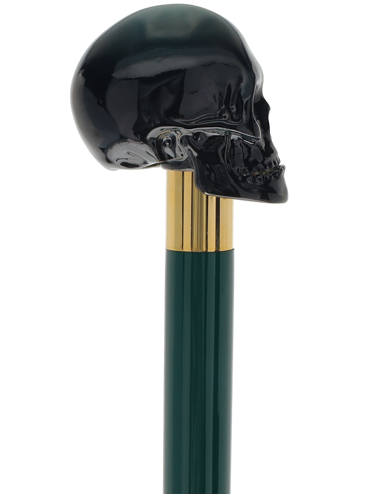 Shaded Green Skull Walking Stick with Green Beech wood shaft