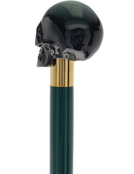 Shaded Green Skull Walking Stick with Green Beech wood shaft