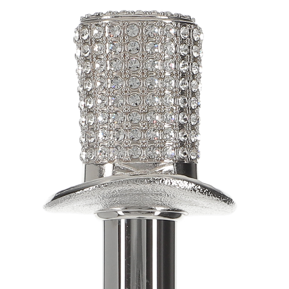 Silver 925r Top Hat - Swarovski Elements Walking Cane w/ Black Beechwood Shaft