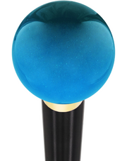 Ocean Blue Metallic Round Knob Cane w/ Custom Wood Shaft & Collar