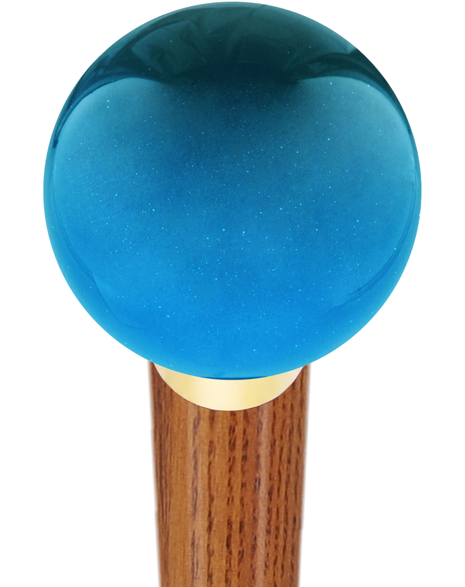 Ocean Blue Metallic Round Knob Cane w/ Custom Wood Shaft & Collar