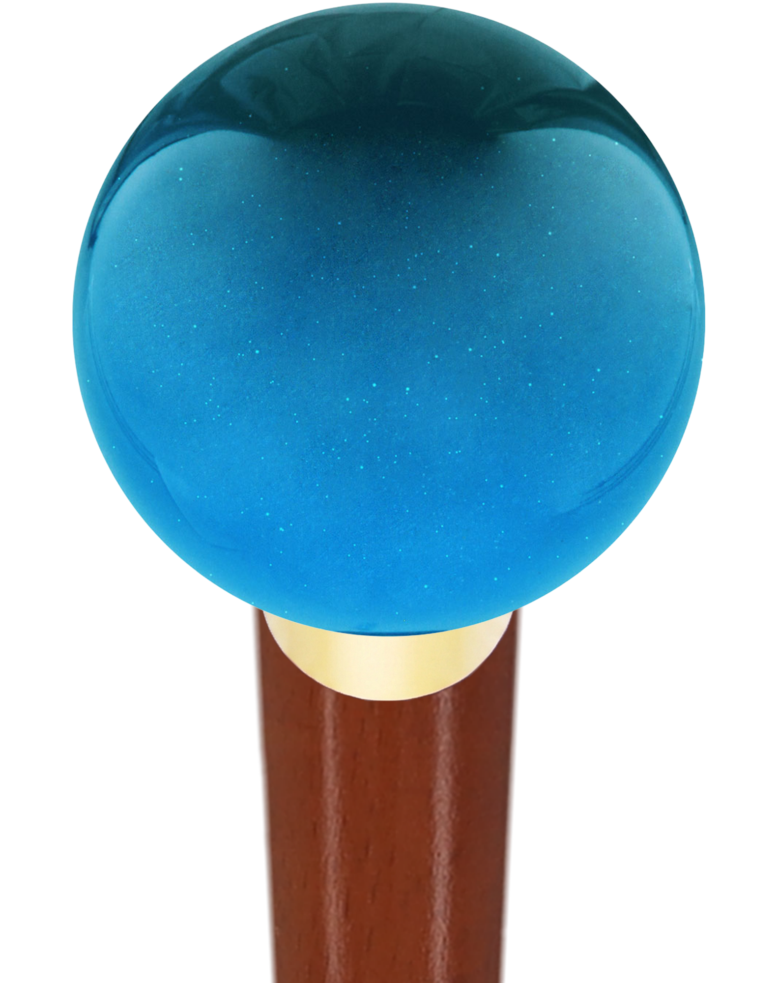 Ocean Blue Metallic Round Knob Cane w/ Custom Wood Shaft & Collar