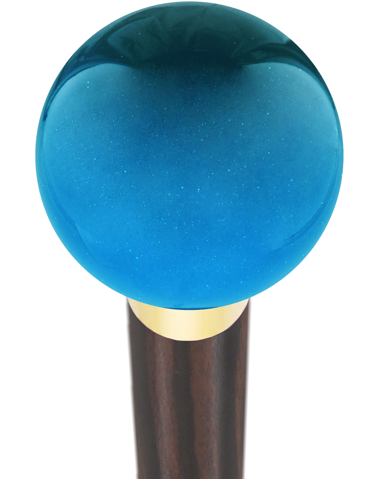 Ocean Blue Metallic Round Knob Cane w/ Custom Wood Shaft & Collar