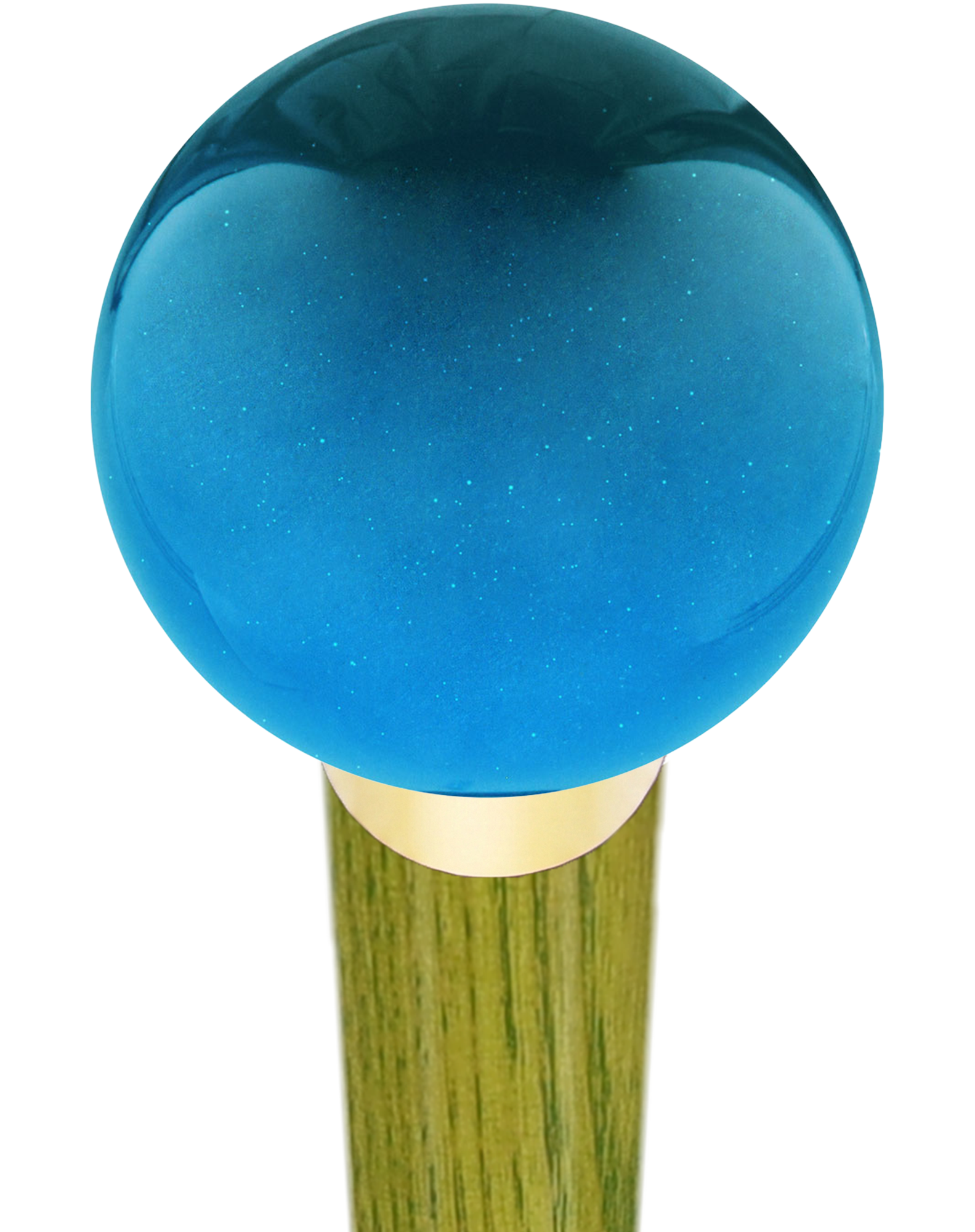 Ocean Blue Metallic Round Knob Cane w/ Custom Color Ash Shaft & Collar