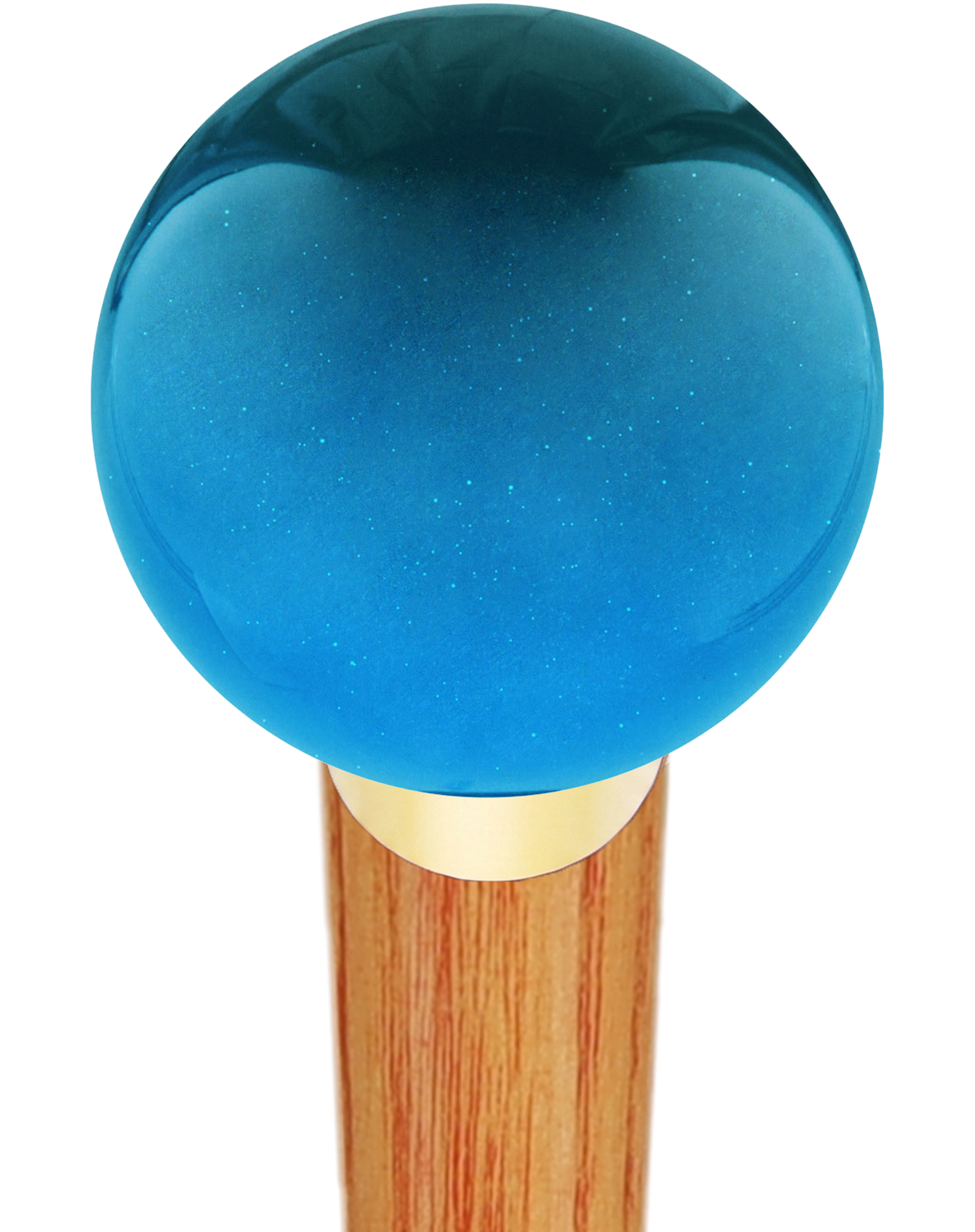 Ocean Blue Metallic Round Knob Cane w/ Custom Color Ash Shaft & Collar