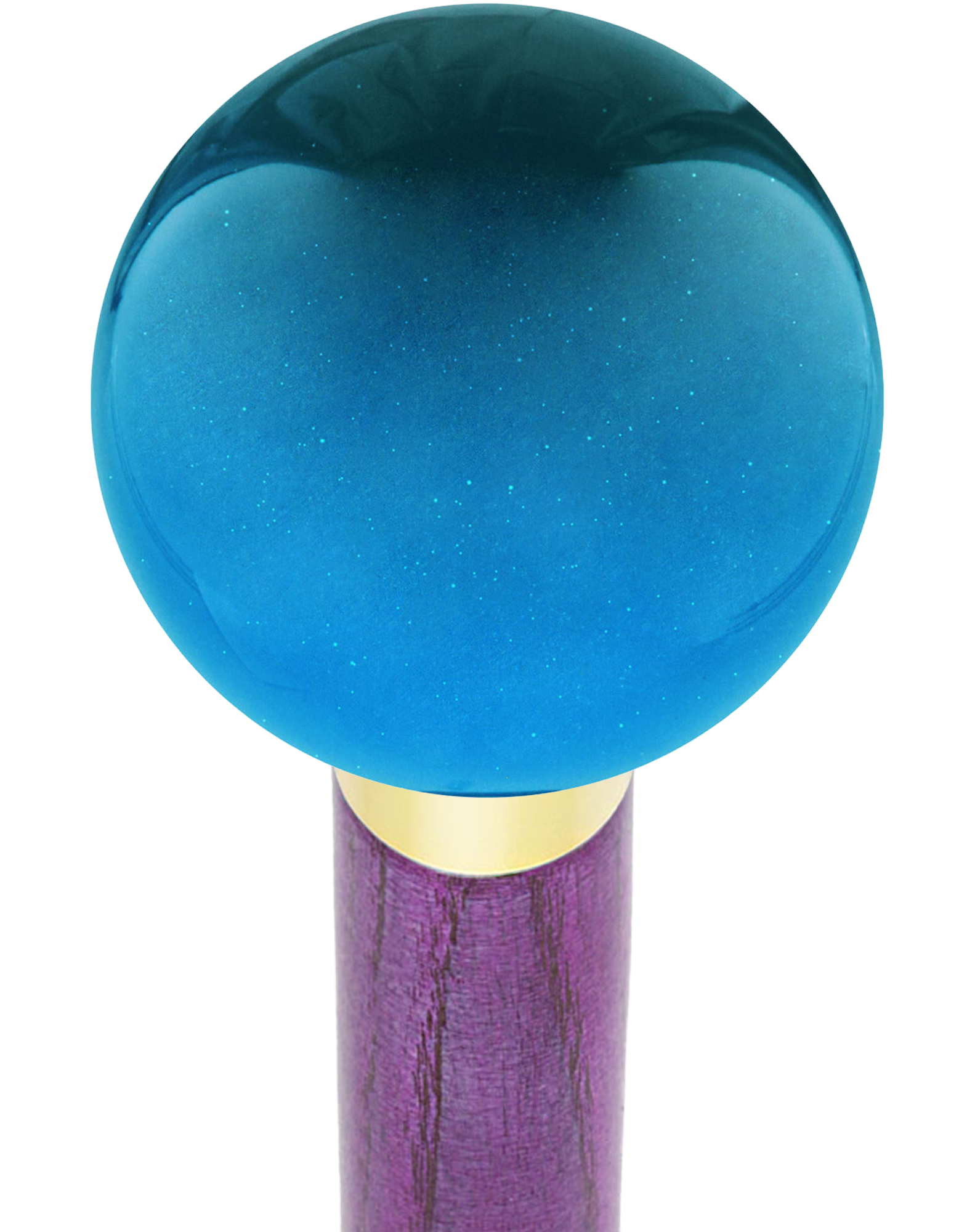 Ocean Blue Metallic Round Knob Cane w/ Custom Color Ash Shaft & Collar