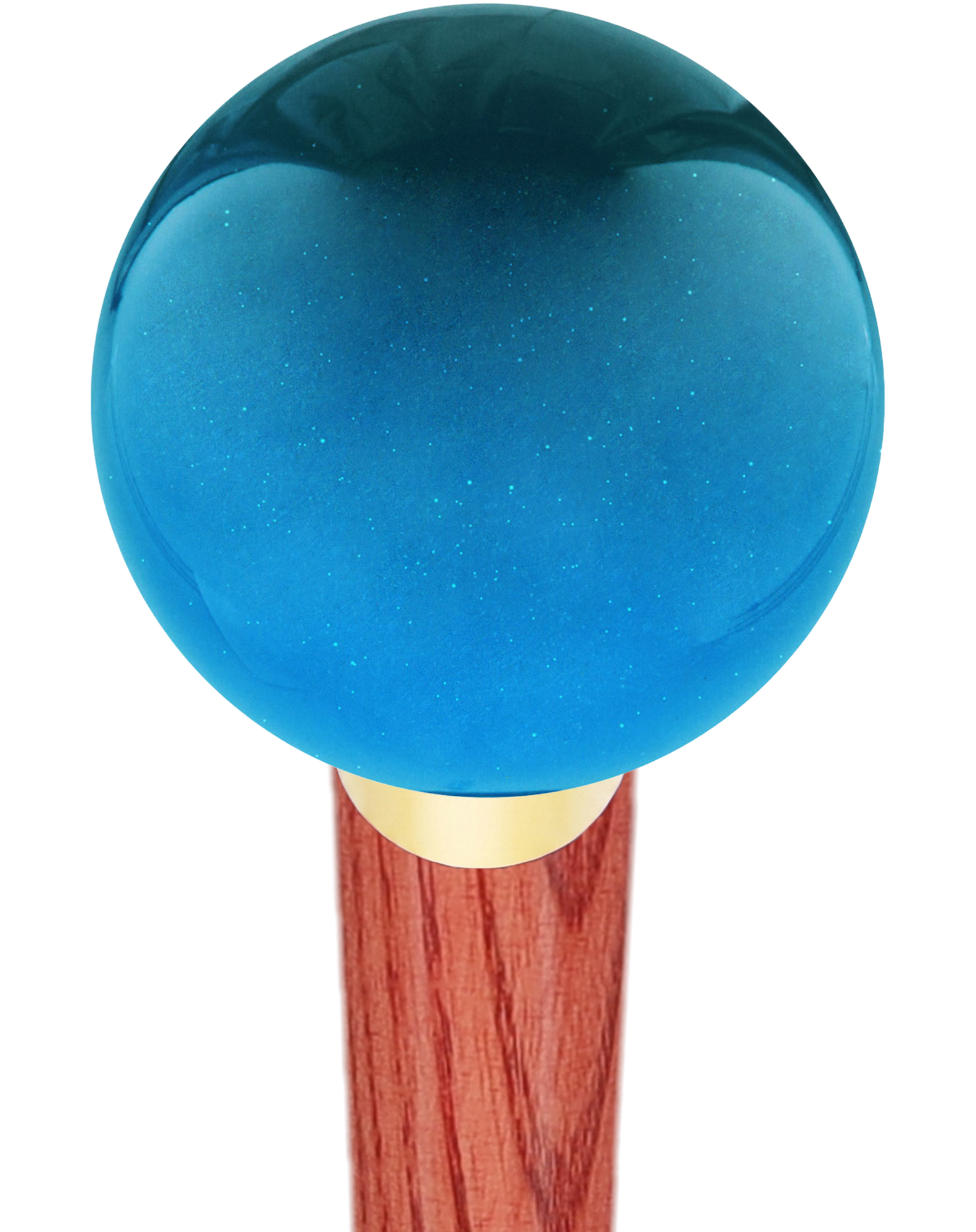 Ocean Blue Metallic Round Knob Cane w/ Custom Color Ash Shaft & Collar