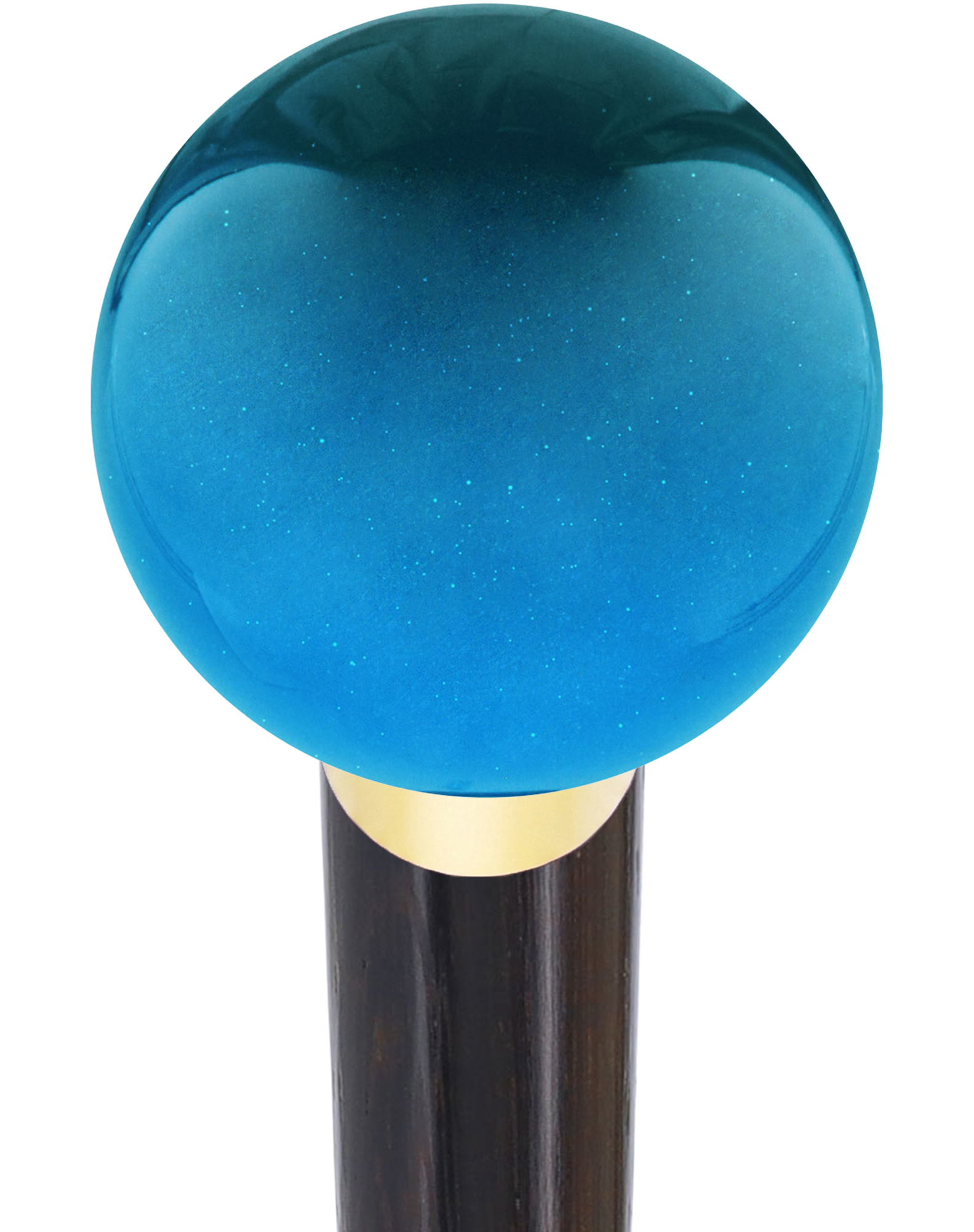 Ocean Blue Metallic Round Knob Cane w/ Custom Wood Shaft & Collar