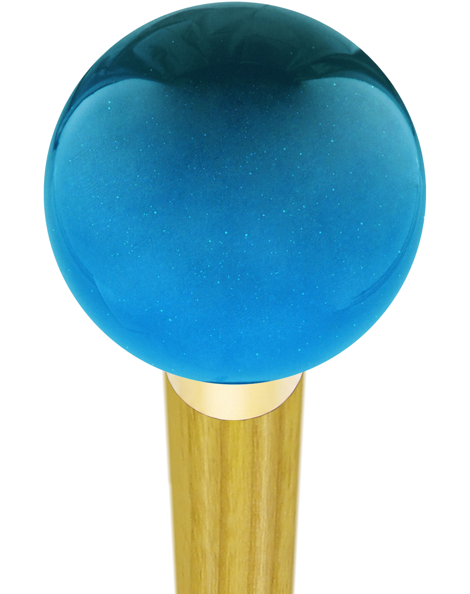 Ocean Blue Metallic Round Knob Cane w/ Custom Color Ash Shaft & Collar