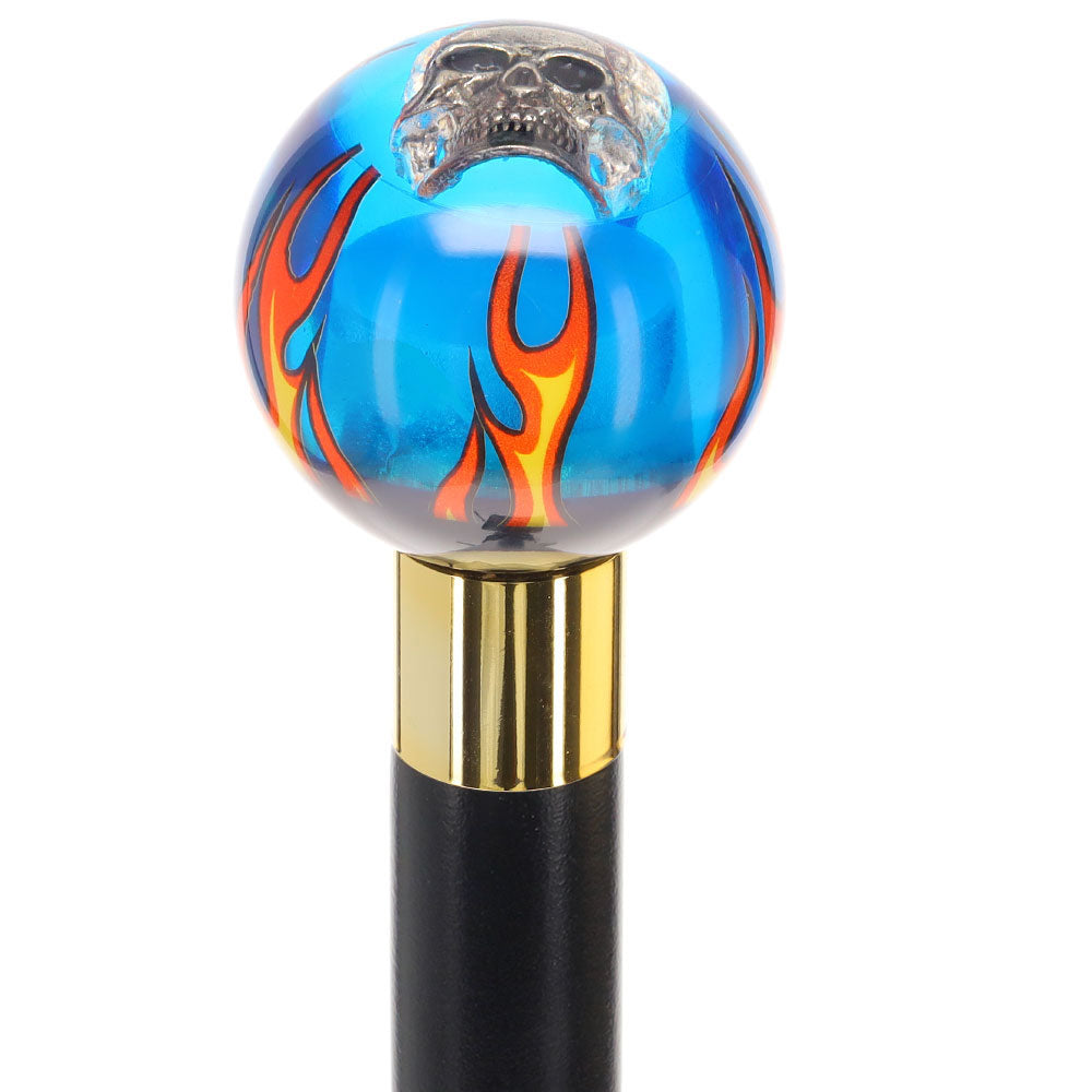 Playful 8 Ball Green Pearl Round Knob Cane with Custom Wood Shaft & Collar  – Fashionable Canes