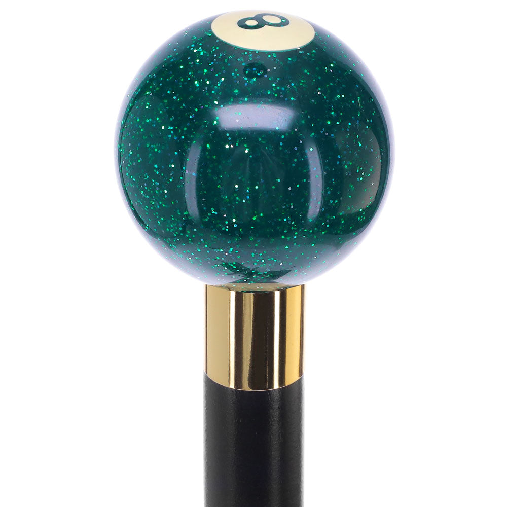 Green Sparkle 8 Ball Shift Knob Cane Cane w/ Custom Wood Shaft & Collar