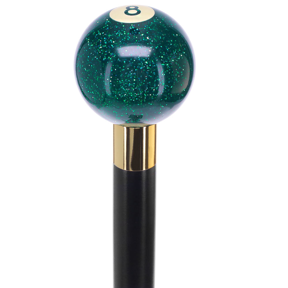 Green Sparkle 8 Ball Shift Knob Cane Cane w/ Custom Wood Shaft & Collar