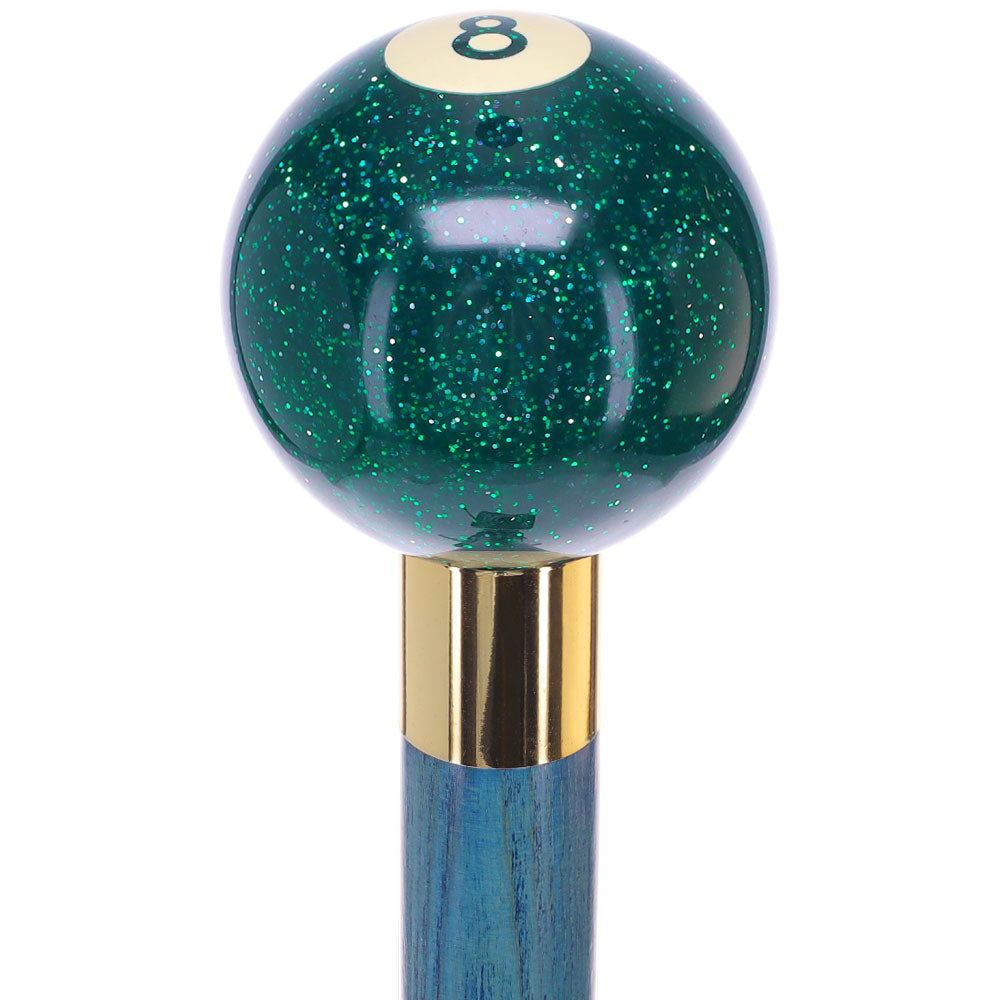 Green Sparkle 8 Ball Shift Knob Cane w/ Custom Color Ash Shaft & Collar