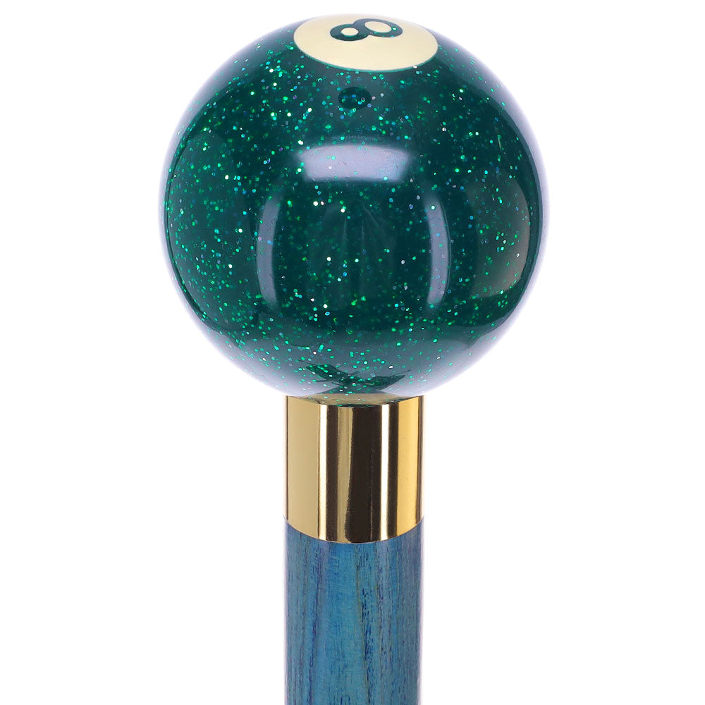Green Sparkle 8 Ball Shift Knob Cane w/ Custom Color Ash Shaft & Collar