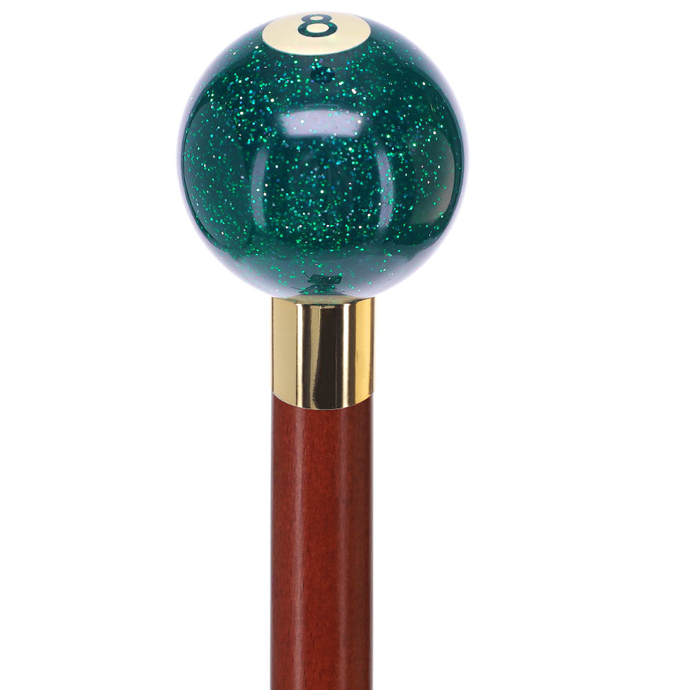 Green Sparkle 8 Ball Shift Knob Cane w/ Custom Color Ash Shaft & Collar