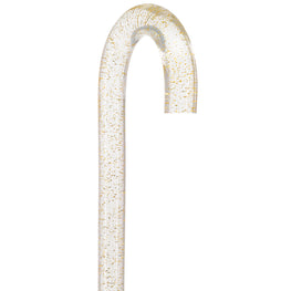 Golden Shimmer Cane: Gold Sparkles in Invisible Clear Shaft