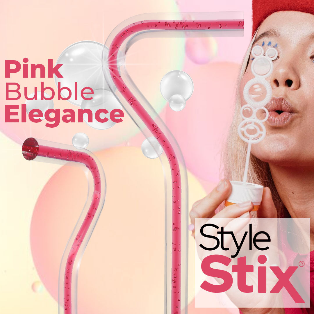 Blushing Rose Streak w/ Floating Bubbles in Clear Shaft